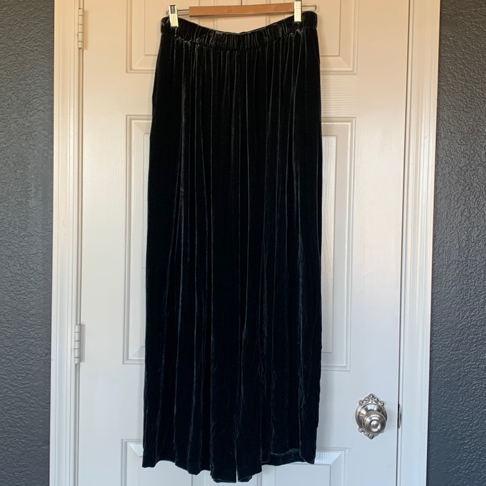 Velvet wide leg pants silk blend